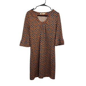 Aryeh by Anthropologie Orange and Blue Sleeve Bell Sleeve Dress